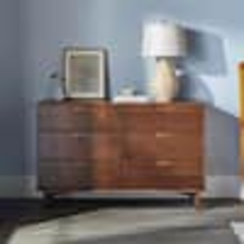 Walker Edison Furniture Company Sloane Mid-Century Modern Walnut 6-Drawer 52 in. Solid Wood Dresser HD10000