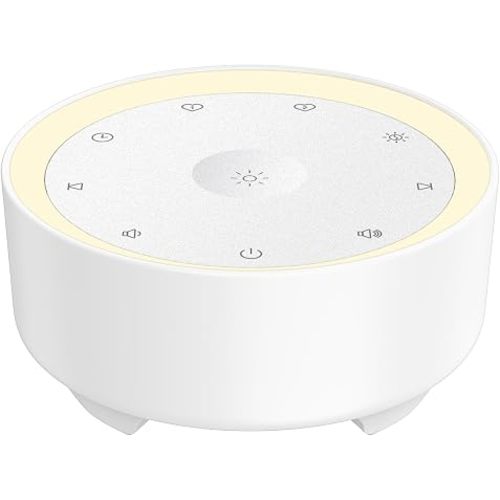 Kipcush White Noise Machine for Sleeping, Baby & Adults, High-Fidelity Non-Looping Sounds, Sleep Sound Machine with Dimmable Night Light, USB Powered, Memory Function, Home, Nursery & Travel