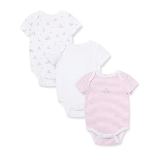 Little Me Clothes for Baby Girls’ 3-Pack 100% Cotton Bodysuits with Full Snap Closures, Baby Essentials, Newborn to 9 Months