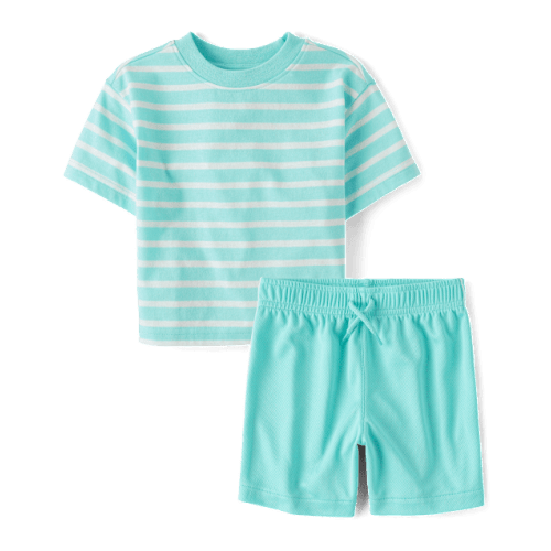 Baby And Toddler Boys Striped 2-Piece Outfit Set - Green