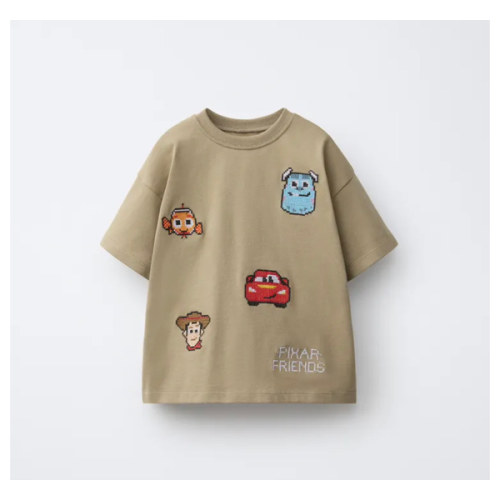 CROSS-STITCH EMBROIDERY © DISNEY PIXAR T-SHIRT - Light brown | ZARA United States