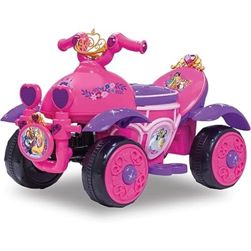Kid Trax Toddler Disney Princess Electric Quad Ride On Toy, Kids 1.5-3 Years Old, 6 Volt Battery and Charger Included, Max Weight 45 lbs, Princess Pink