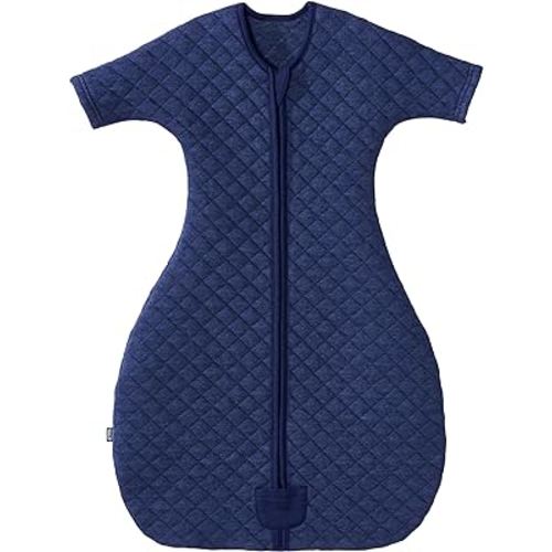 HALO Easy Transition Swaddle, Sleepsack Wearable Blanket, TOG 1.5, Heather Blue, Medium