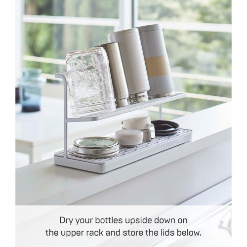 Yamazaki Home Countertop Bottle Drying Rack, Steel, Holds 4.4 lbs - L 4.72 x W 12.6 x H 6.69 inches