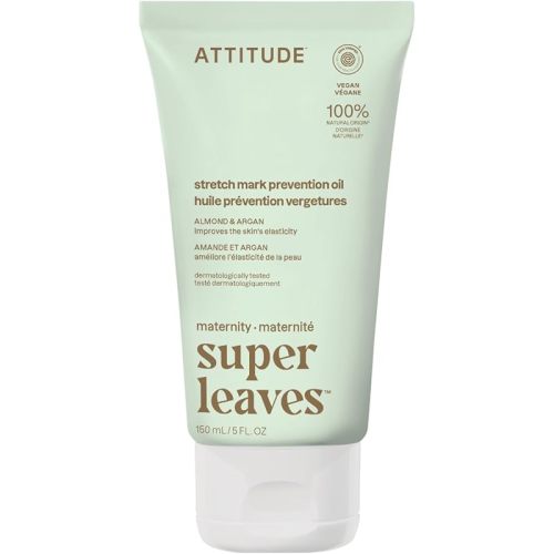 ATTITUDE Pregnancy Stretch Mark Prevention Oil, EWG Verified, Dermatologically Tested, Plant and Mineral-Based, Vegan Maternity Products, Argan Oil, 5 Fl Oz