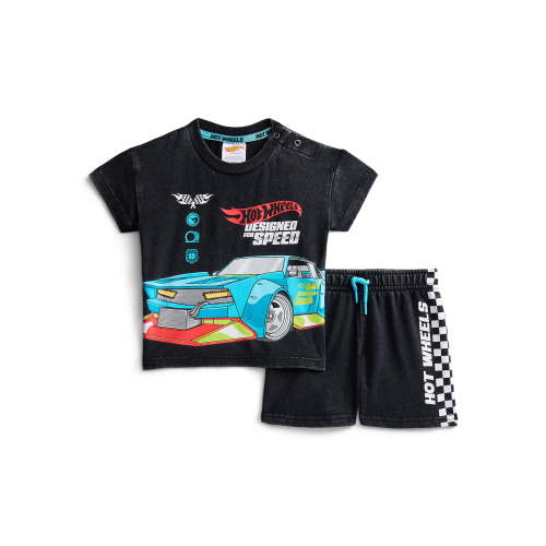 Hot Wheels Baby Boys Short Sleeve Graphic Tee and Matching Shorts Set, 2-Piece, Sizes 0/3M-6/9M