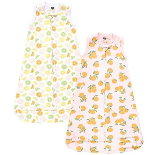 Hudson Baby Infant Girls Interlock Cotton Sleeveless Sleeping Bag, Citrus Orange, 12-18 Months