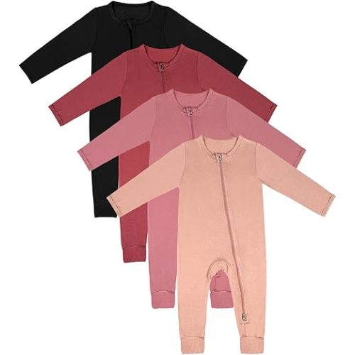 **3-6 MONTHS**
Jimonda Baby Footless Pajamas,Two Zip Closure Long Sleeve Romper,Infant Clothes Pjs 4 Pcs