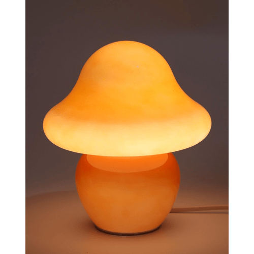 Mushroom Lamp Orange Glass Mushroom Table Lamp for Bedrooms, Living Room, Aesthe