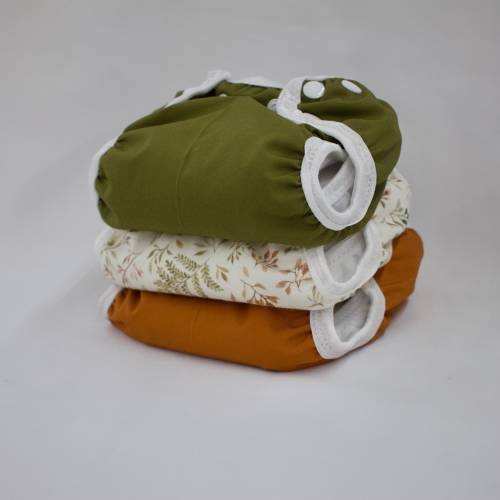 Boho Newborn Cloth Diaper Set: Fern & Leaf, Umbilical Cord Snaps