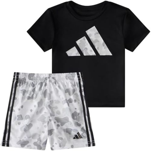 adidas baby-boys Short Sleeve T-shirt and Printed Shorts 2-piece SetShorts Set