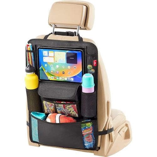 Helteko Car Seat Organizer, Ultra Version Kids Backseat Car Organizers and Storage, Waterproof Back Seat Protector Kick Mats with Tablet Holder 12 in, Car Accessories Interior and Travel Essentials.