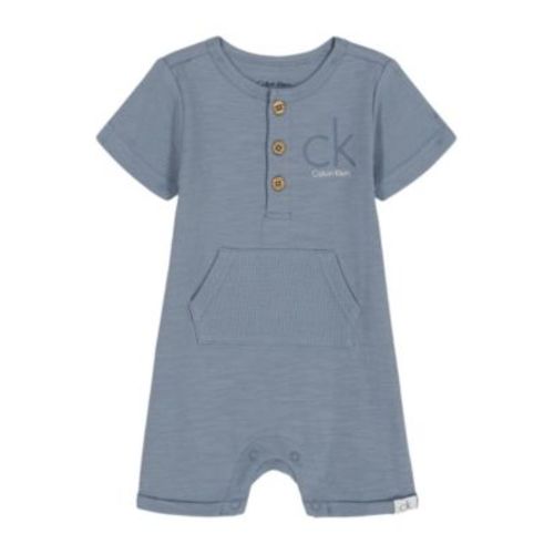 Baby Boys Slub Jersey Button-Up Shorts Coverall