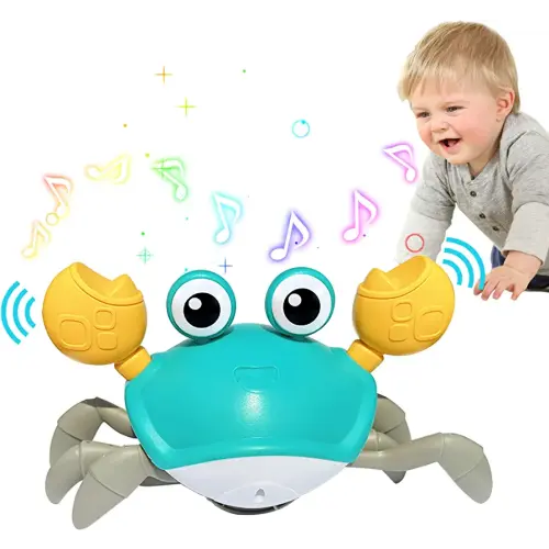 Baby Toys Crawling Crab - Infant Tummy Time Toys 3 4 5 6 7 8 9 10 11 12 Baby Toys 6-12 12-18 Months Light-up Musical Walking Sensory Induction Crabs Interactive Toddler 1st Boys Girls Birthday Gifts
