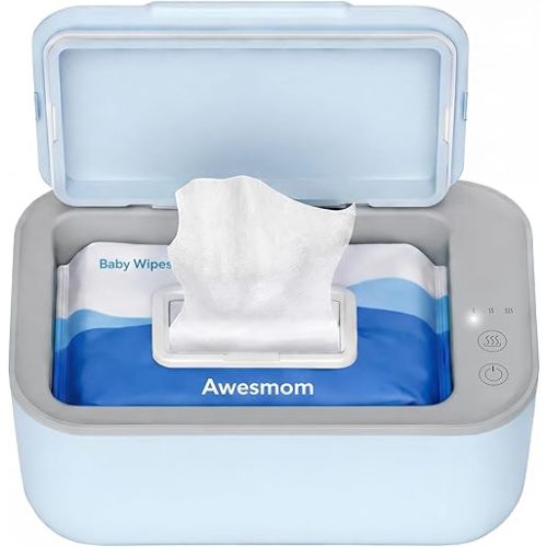 Wipe Warmer for Babies, Adult, Adjustable Temperature, Silent Heating, Large Wipe Holder with Constant Warmth –Blue
