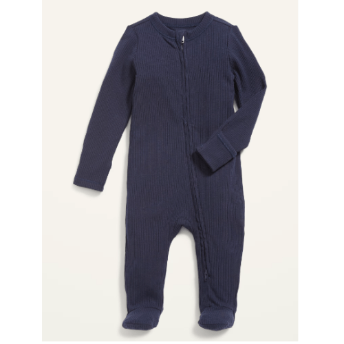2-Way-Zip Sleep & Play Ribbed Footed One-Piece for Baby