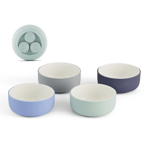 Porcelain Bowl with Silicone Suction Sleeves