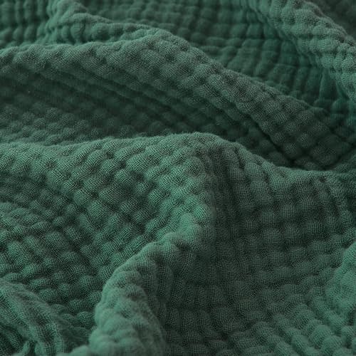 EMME Cotton Muslin Large Throw Blanket Couch Breathable Gauze Blanket Soft Lightweight Bed Blankets Adults (Forest Green, 50"x70")