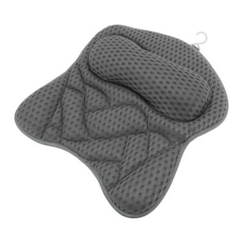 Unique Bargains Curved Style Bath Pillow 16.14"x17.32"x2.36" Gray 1 Pc