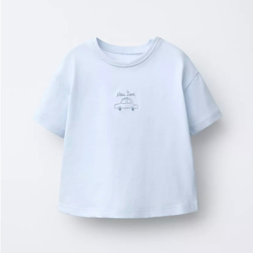EMBROIDERED PLAIN T-SHIRT - Light blue | ZARA United States