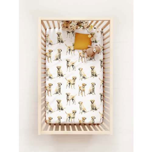 Yellow Labrador Baby Crib Sheet, Bird Dog Nursery Bedding, Gender Neutral Baby Gift, Duck Hunter Nursery, Dog Mom Gifts, Puppy Nursery Theme