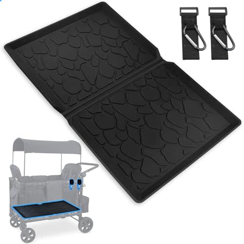 Myvikcar All Weather Mat for W2 Series, 30x16 inch Foldable Silicone Stroller Wagon Floor Insert Pad with Two Hooks