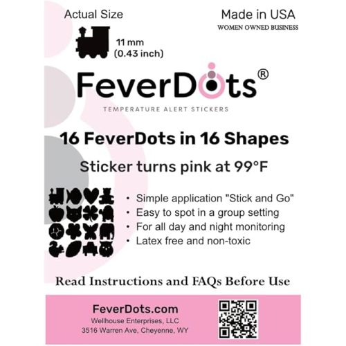 Fever Alert Stickers in Shapes and Hearts (Variety Shapes, 16 Count)