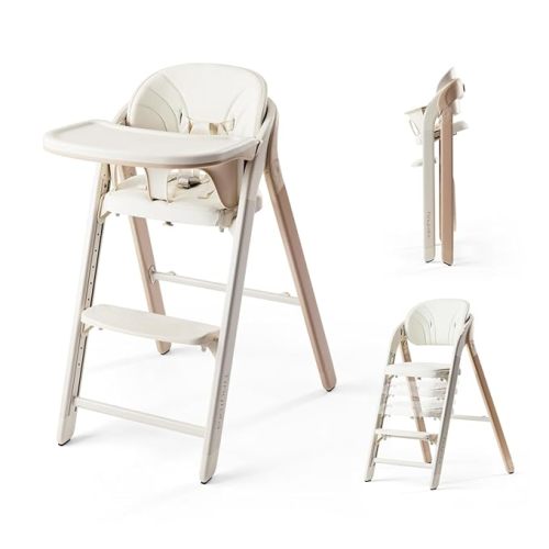Tinyiota High Chair for Babies and Toddlers, Foldable & 8-Level Adjustable, Removable Tray, Ergonomic Baby Highchair Convertible Chair for Toddler to Adult (Coffee Color)