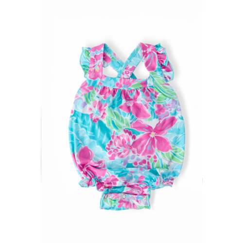 Tropical Punch Ruffle Cross Back Romper