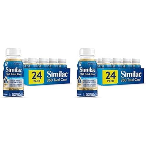 Similac 360 Total Care Infant Formula, Has 5 HMO Prebiotics, Our Closest Prebiotic Blend to Breast Milk, Non-GMO, Baby Formula, Ready to Feed, 8-fl-oz Bottle, (Pack of 48)