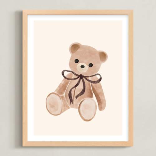 Bear with Bow Limited Edition Nursery Art Print by Vivian Yiwing