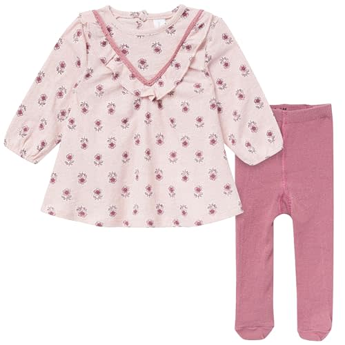 Modern Moments by Gerber Baby Girls' Dress and Tights Set, Pink Blush Flowers, 12 Months