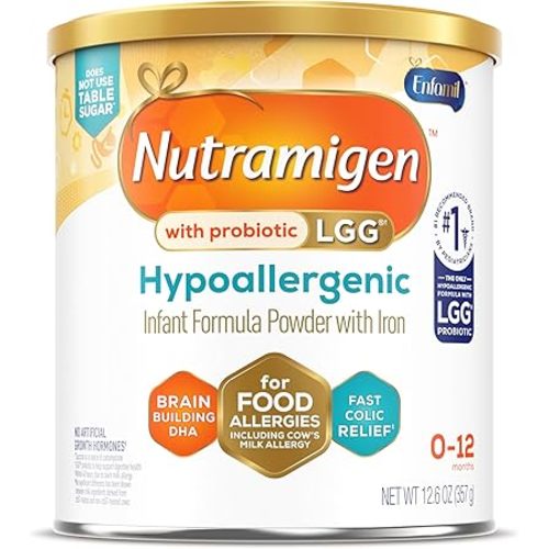 Enfamil Nutramigen Hypoallergenic Baby Formula with Iron, Lactose Free, Colic Relief from Cow's Milk Allergy Starts in 24 Hours, Brain Building DHA, Probiotic LGG for Immune Support, 12.6 Oz Can