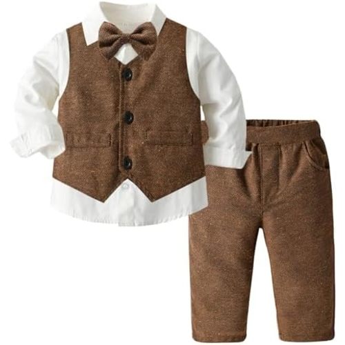 SANGTREE Baby Boys Toddler Gentleman Kids Formal Outfits Long Sleeve Suit Clothing Set 3 Months - 9 Years