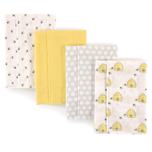 Hudson Baby Unisex Baby Cotton Flannel Burp Cloths, Bee, One Size
