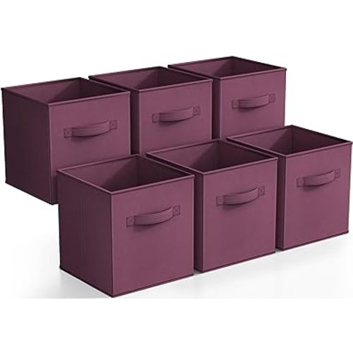 Sorbus Fabric Storage Cubes, 6-Pack Foldable Bins (11 Inch, Purple)