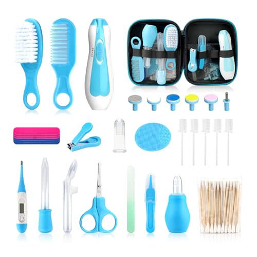 Baby Healthcare and Grooming Kit, Electric Safety Nail Trimmer Baby Nursery Set Newborn Nursery Health Care Set with Hair Brush Comb for Infant Toddlers Boys Girls Kids