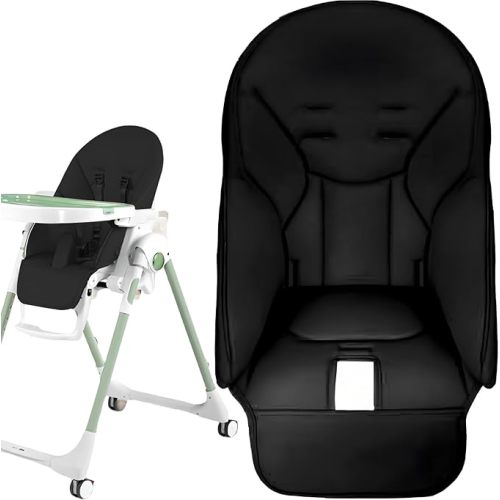 High Chair Cover Replacement Compatible with Pegs Perego Siesta Zero3, High Dinner Chair Seat Soft Cushion PU Leather, Black