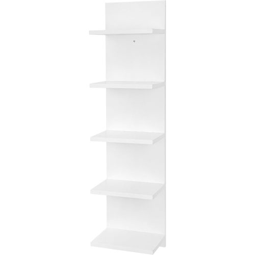 Wooden 5 Tier Wall Shelf,Vertical Column Floating Storage Home Decor Organizer,Floating Shelf Wall Decor Shelves for Bedroom, Living Room,Vanity(White)