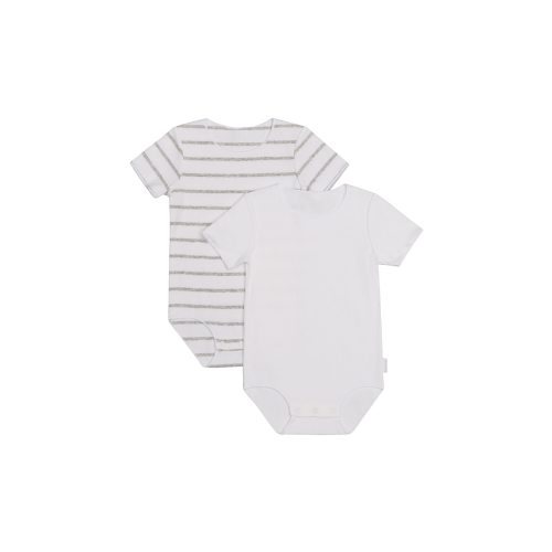 Buy Baby Rib Short Sleeve Bodysuit 2 Pack in White & Grey Stripe & White Online | BONDS