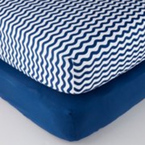 Parent's Choice 100% Cotton Fitted Crib Sheets, Navy Chevron 2pk