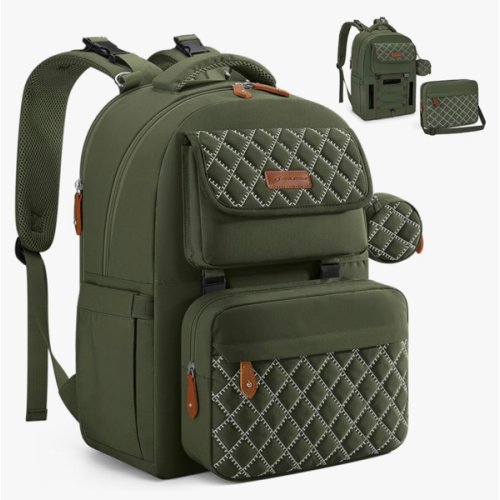 Large Diaper Bag,29L-45L Expandable Diaper Bag Backpack for 2 Kids/Twins Baby Stuff, with Removable Cross Body Bottle Bag for Mom/Dad,Stylish Baby Bag Gift for Boys/Girl-Army Green