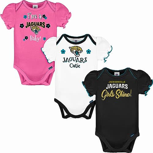 Gerber Baby Girls' NFL Team 3 Pack Short Sleeve Onesie Bodysuit
