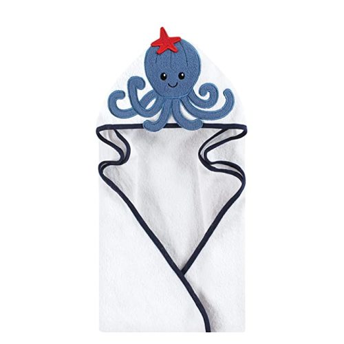 Hudson Baby Unisex Baby Cotton Animal Face Hooded Towel, Octopus, One Size