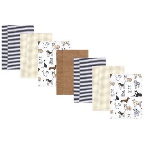 Hudson Baby Cotton Poly Infant Boy Flannel Burp Cloth 7pk, Handsome Dogs, One Size