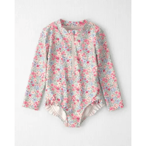 Toddler Girl Recycled Rashguard Swimsuit in Meadow Mix - Little Planet | Carter's