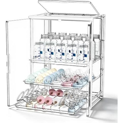 3 Tier Baby Bottle Storage Organizer with Slide-Out Trays