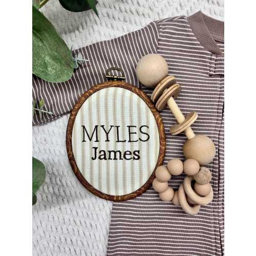 Embroidered Hoop Baby Name Announcement | Custom Baby Name | New Baby Keepsake | Baby Shower Gift