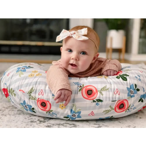 Boppy Pillow - Ergonomic Pillow with High, Firm, Large Area, Water-Repellent Cushion with Washable Cover; Baby Safety Alliance Verified - Quilted Moss