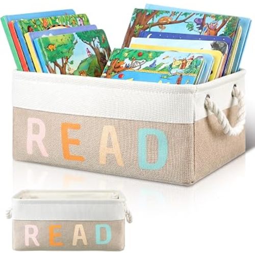 Marsui Book Lover Gifts Read Book Themed Storage Basket, Reading Corner Organizer Supplies Classroom Storage Bin Bookish Accessories Bookworm Gift for Club Members Student Reading Corner Accessories